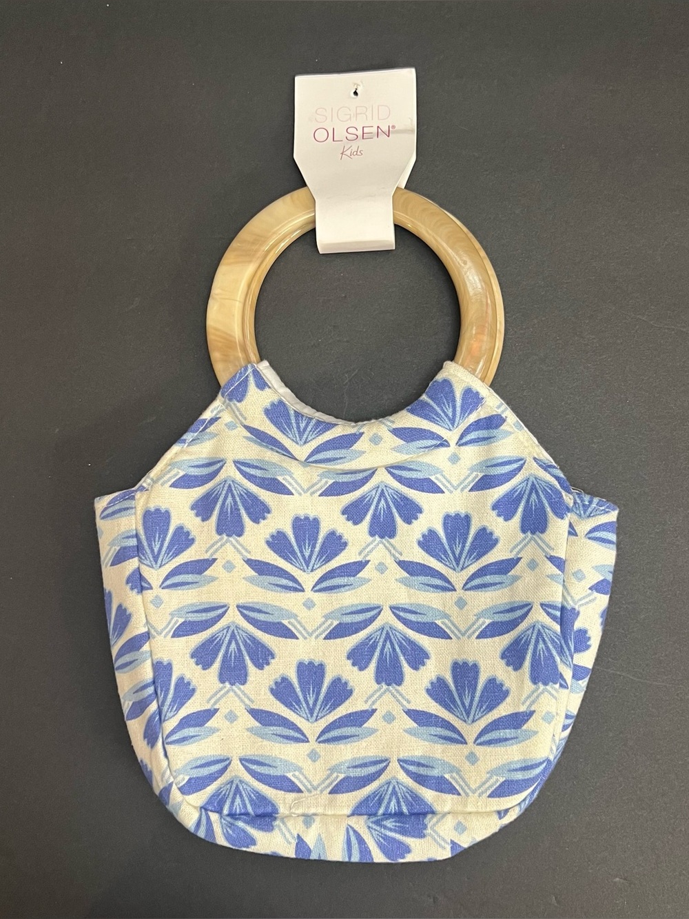 Sigrid Olsen Kids Blue/White Floral Canvas Top Handle Bag, Lined NWT